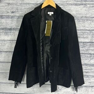 NWT D&CO Suede Washable Leather Fringe Western Cowboy Boho Unisex Jacket - XL